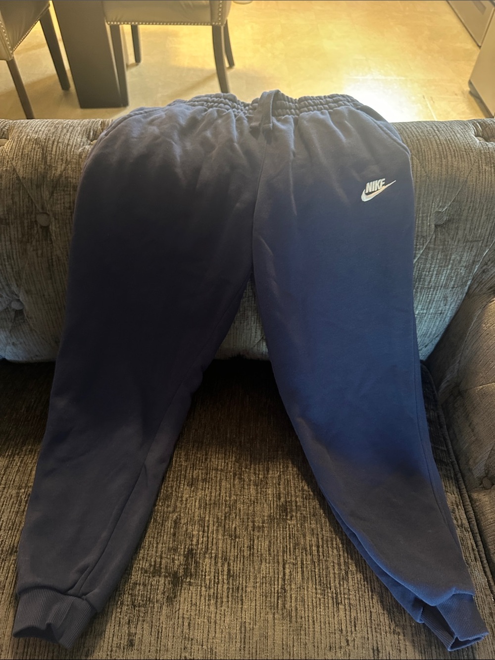 Nike Kids Dark Navy Fleece Joggers with White Logo